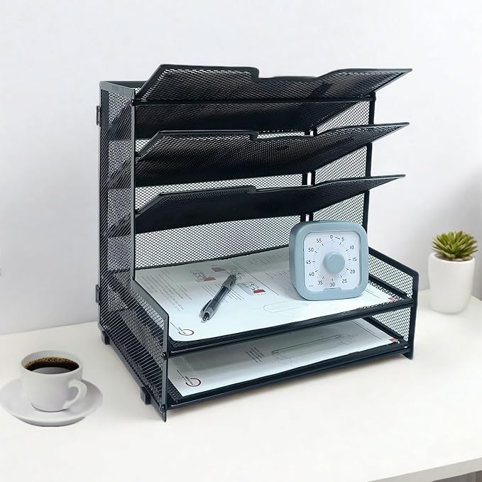 5-Tier Metal Desk Organizer, Office Desk Paper Organizer - Image 4