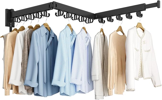 Clothes Drying Rack, Wall Mounted Laundry Drying Rack, Upgrade 3-Fold Foldable by Kelisiting
