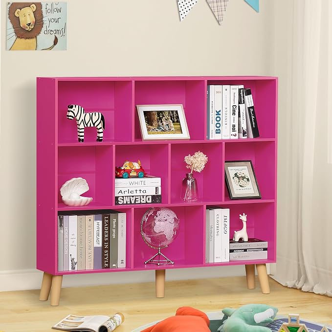 LEYAOYAO 10 Cube Bookshelf, 3 Tier Modern Wide Bookcase - Image 7
