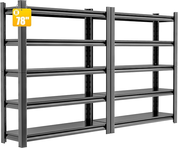 2 Sets Metal Garage Shelving Unit, 3000 lbs Industrial Shelves by HzdbhdGarageShelving