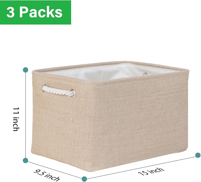 Bidtakay Large Storage Baskets for Shelves 3 Pack Fabric Storage Bins for - Image 7