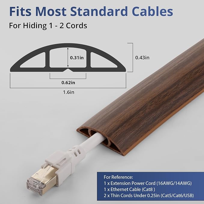ZhiYo 5.6ft Cord Covers for Wires on Floor, Cord Hider Floor Hide Extension - Image 2
