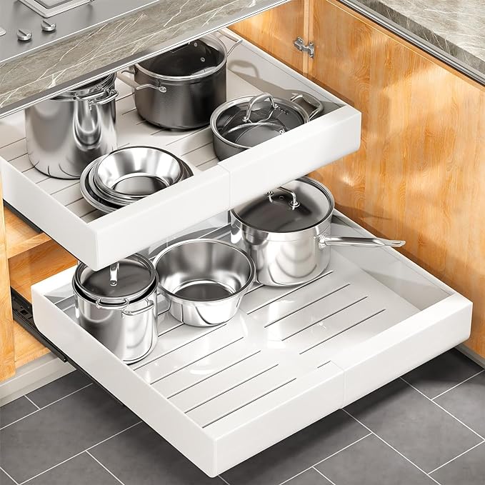 Kitstorack Pull out Cabinet Organizer, Expandable Heavy Duty Slide out Drawers by Kitstorack