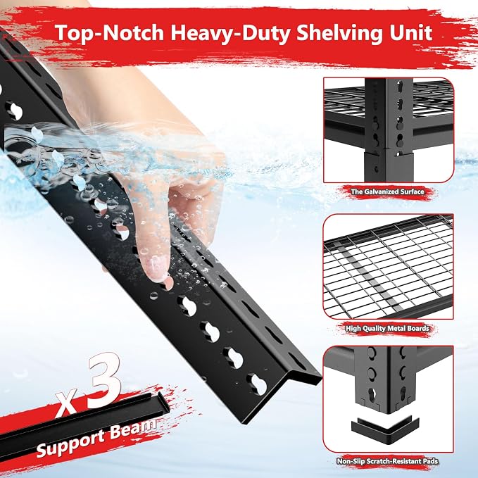 Storage Shelves 2PCS, Garage Shelving Heavy Duty 2640LBS Capacity, 4 Tier - Image 5