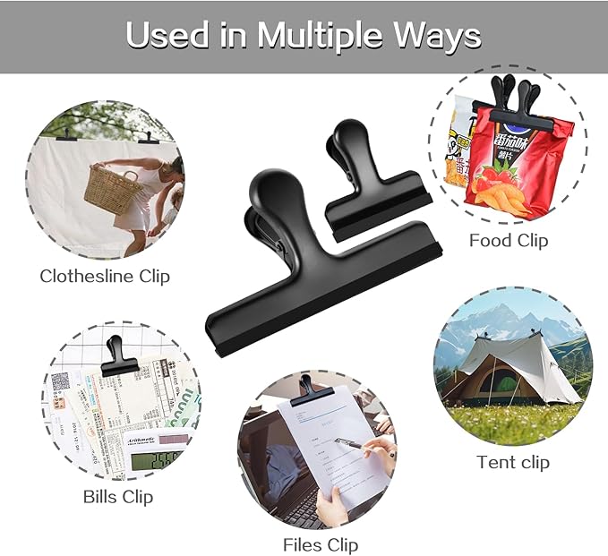 HOUSE AGAIN 12 Pack Stainless Steel Chip Bag Clips Covered - Image 2