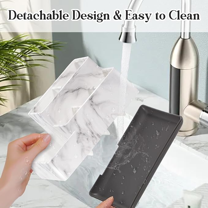 Toothbrush Holder, Bathroom Organizer Countertop, 5 Compartments - Image 3