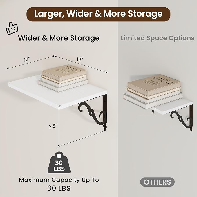 RICHFOCUS 12 Inch Deep Floating Shelves - Image 2