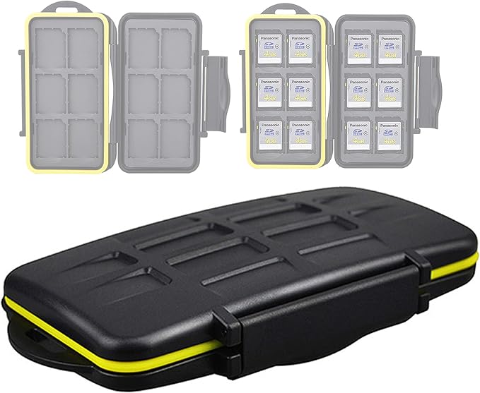JJC MC-SD12 Ruggard SD Card Case, Shockproof SD Card Case, Water-Resistant SD by Fotasy