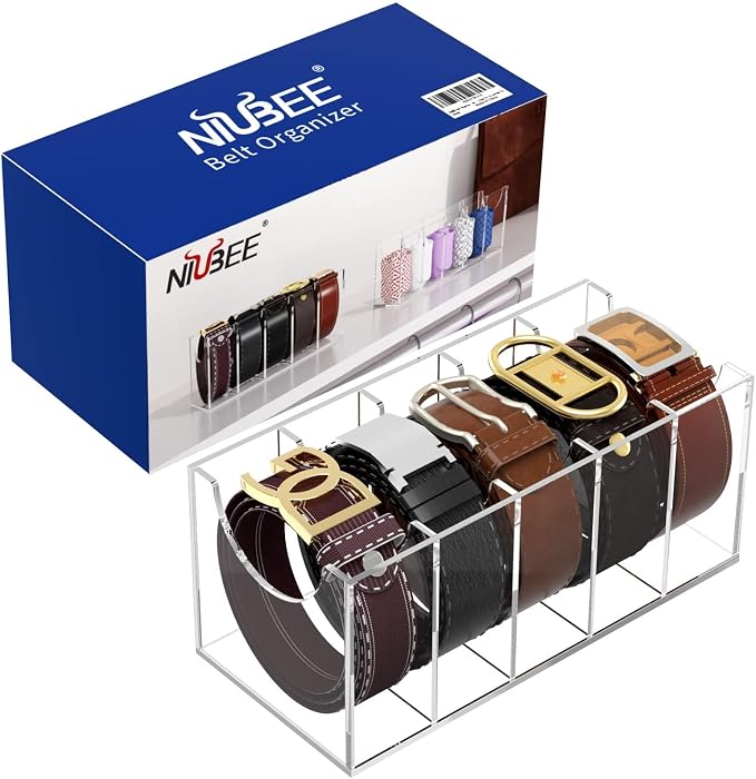 NIUBEE Belt Organizer, Acrylic Belt Storage Holder - Image 4