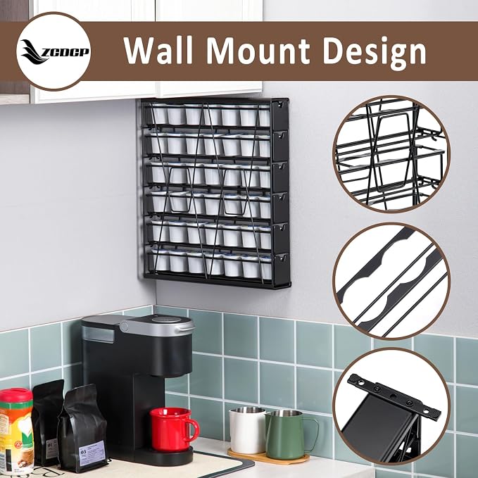 ZCDCP for K Cup Coffee Pod Holder, K Cup Holder Drawer Wall Mounted Coffee Pod - Image 5