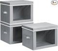 Storage Bins with Lids, 3 Pack Large Storage Cubes with Window, Closet Bins by Homsorout