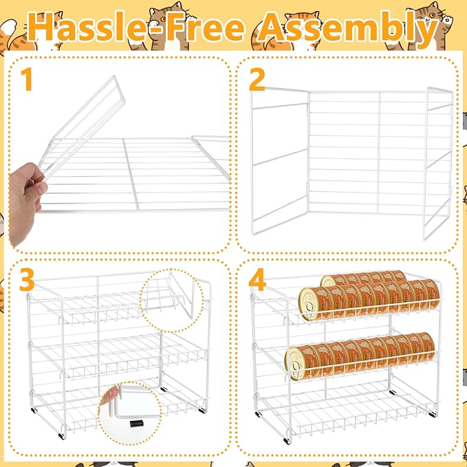 Cat Food Organizer, 3-Tier Stackable Iron Shelf - Image 3