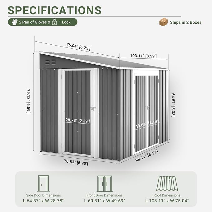 8x6 FT Outdoor Storage Shed - Image 2