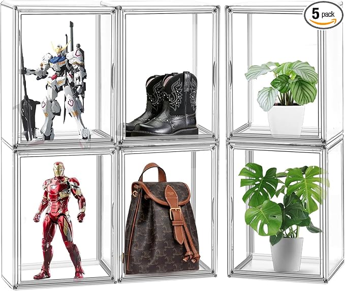 5 Pack X-Large Acrylic Shoe Box Size 14, Figure Collectibles Showcase, Fit by DAYOOH