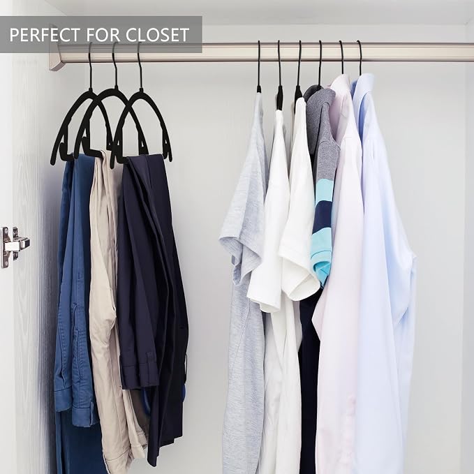 MIZGI Premium Velvet Hangers 60 Pack Heavyduty- Non Slip No Shoulder Bump Suit - Image 7