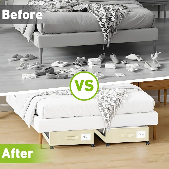 Under Bed Storage with Wheels, Under Bed Shoe Storage Organizer, Rolling Under - Image 6