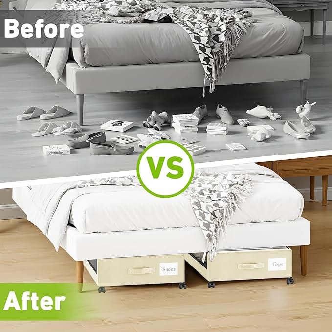 Under Bed Storage with Wheels, Under Bed Shoe Storage Organizer, Rolling Under - Image 6