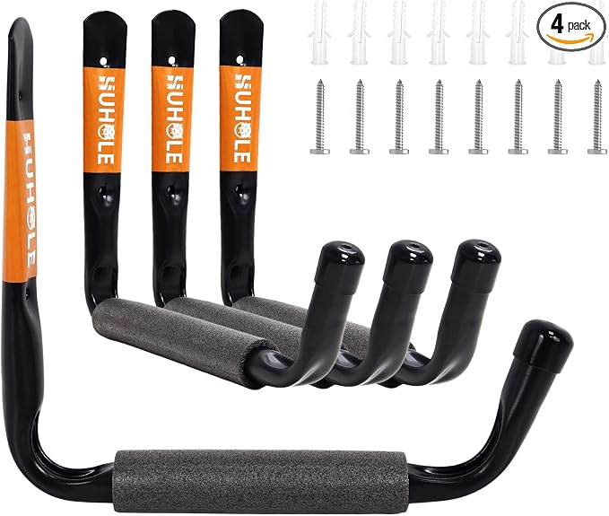 HUHOLE Ladder Hooks for Garage Wall, Wall Mount Ladder Brackets by HUHOLE