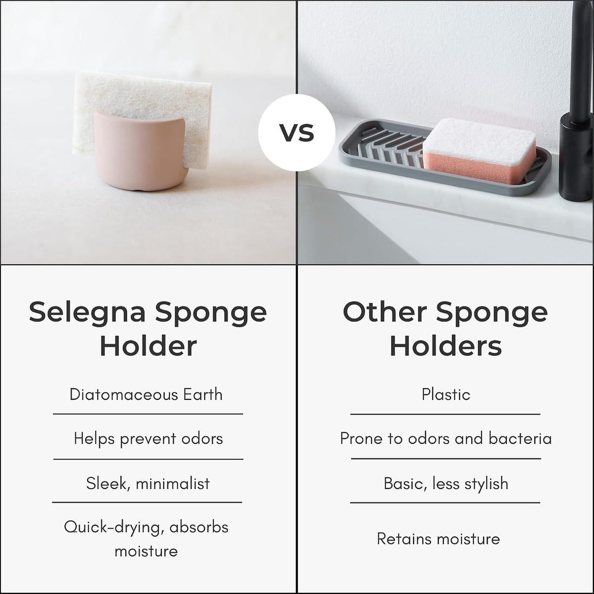 Diatomaceous Earth Sponge Holder - Drying Rack, Absorbent Stone