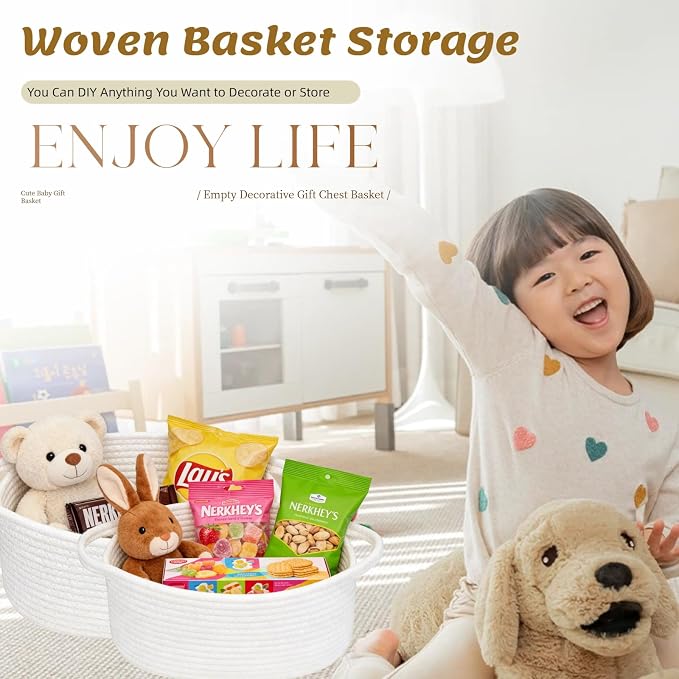 9Pcs Small Woven Basket with Gift Bags and Ribbons, - Image 2