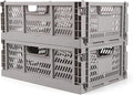 Domiella 2-Pack Crates for Storage, Storage Crates Plastic Stackable, Foldable by Domiella