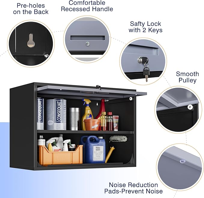 Yizosh Metal Wall Cabinet with Doors and Shelves, Wall Mounted Storage Cabinet - Image 7