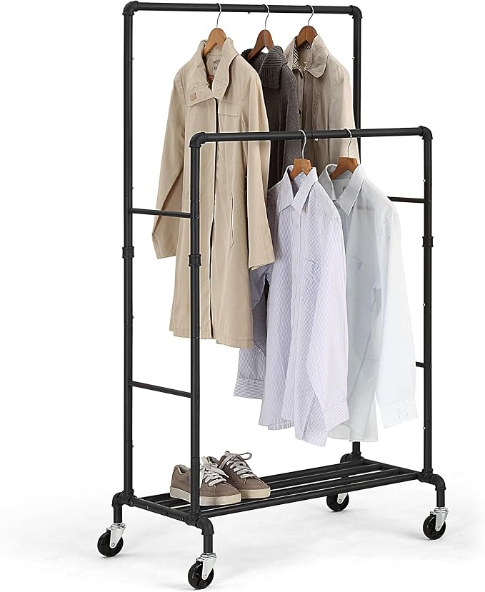SunnyPoint Industrial Loft Style Rolling Garment Rack by SunnyPoint