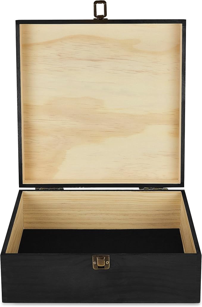 makerflo Large Black Pine Wood Memory Box - Image 3