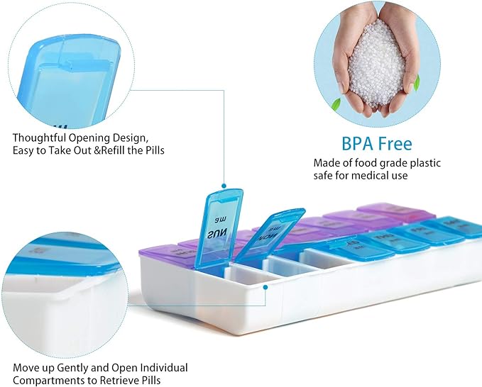 Weekly Pill Organizer 2 Times a Day, Zumd Pill Box 7 Day - Image 7