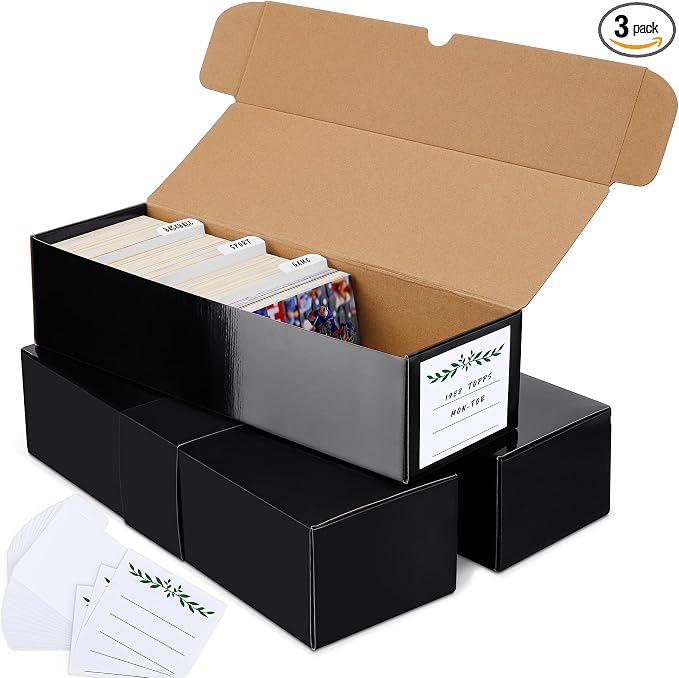 Trading Card Storage Box with Dividers, Cardboard Card Organizer Box by Joyoumess