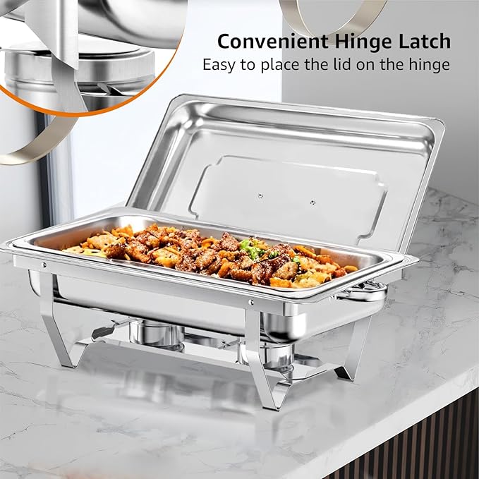 Chafing Dish Buffet Set, 8QT Stainless Steel Chafing Dishes - Image 7