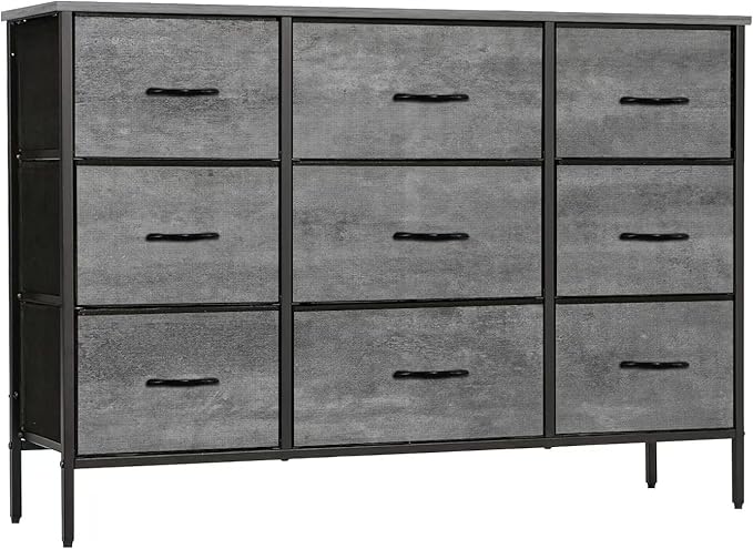 Dresser for Bedroom with 9 Deep Drawers, Wide TV Stand Modern TV Console by VASICAR