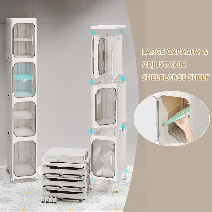 4-Tier Tall Narrow Storage Cabinet, Slim Bathroom Storage Cabinet - Image 6