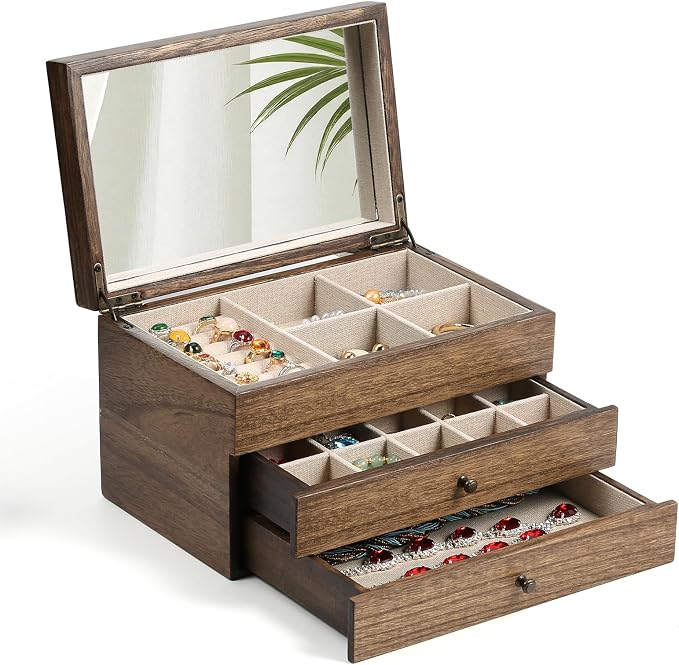 Meangood Jewelry Box Organizer for Women, 3 Layer Large Jewelry Storage Case by Meangood