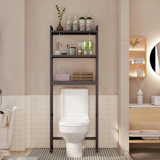 Gizoon Over The Toilet Storage, 3 Tier Bamboo Bathroom Organizer - Image 2
