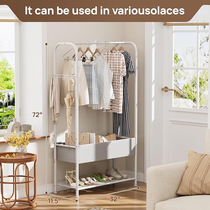 Clothes Garment Coat Rack Drying Clothing Racks Metal Freestanding - Image 4