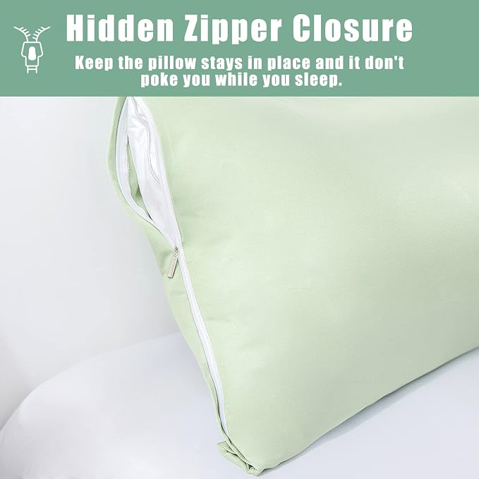 Body Cooling Pillow Cases Cover, Bamboo Rayon Green Body Pillowcases - Image 5