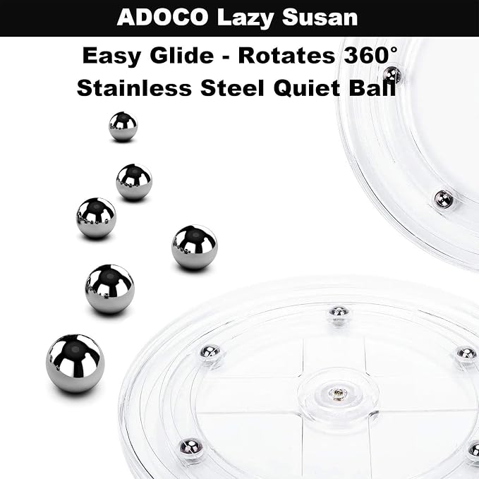 2 Tier Lazy Susan Bathroom Organizer, 9.25Inch Clear 360 Rotating Makeup - Image 7