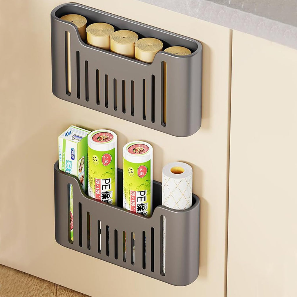 Cabinet door organizer,Aluminum foil organizer,storage box,Grey