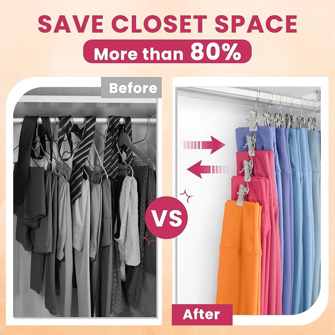 50 Pack Pants Hangers with Clip, Legging Organizer - Image 3