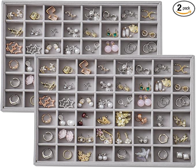 Large Velvet Jewelry Tray 2 Pack Stackable Jewelry Display Drawer Inserts Trays by Unknown