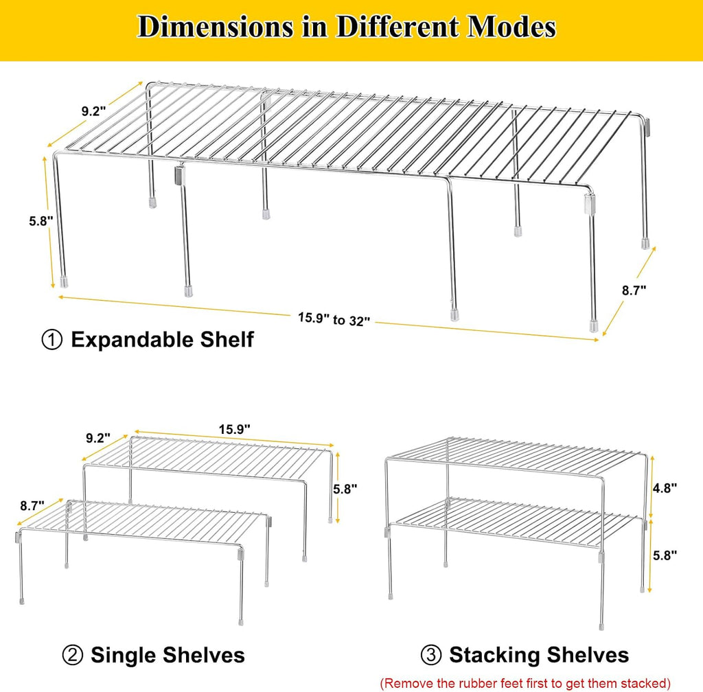 Stacking Kitchen Cabinet Organizer Shelf Risers Plate Rack