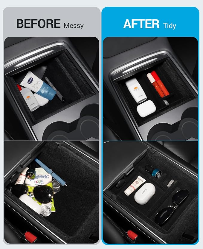 Motrobe 2PCS Tesla Model Y Model 3 Center Console Organizer Tray Armrest - Image 2