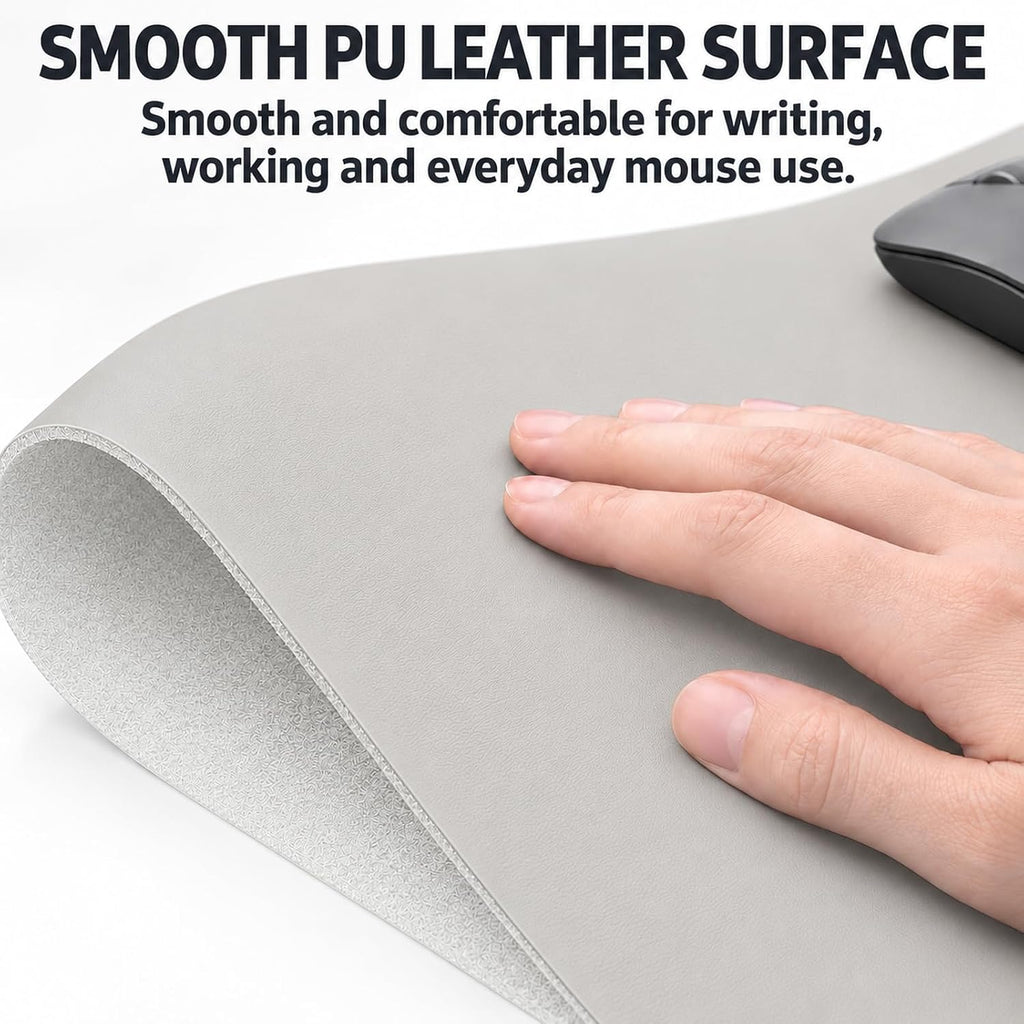 Leather Desk Pad & Mouse Pad, 23.6"x13.7", Light Grey Desk mat