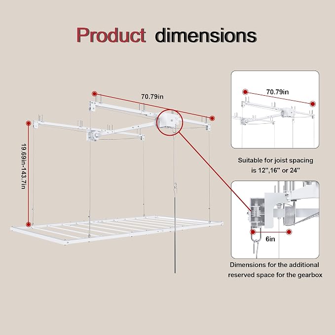 3x6FT Overhead Garage Storage Rack - Image 8