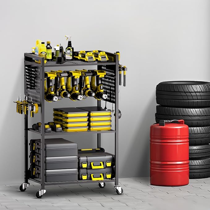 VEVOR 4-Tier Tool Organizer Cart, 150 lbs Load Capacity, Floor Stand Rolling - Image 8
