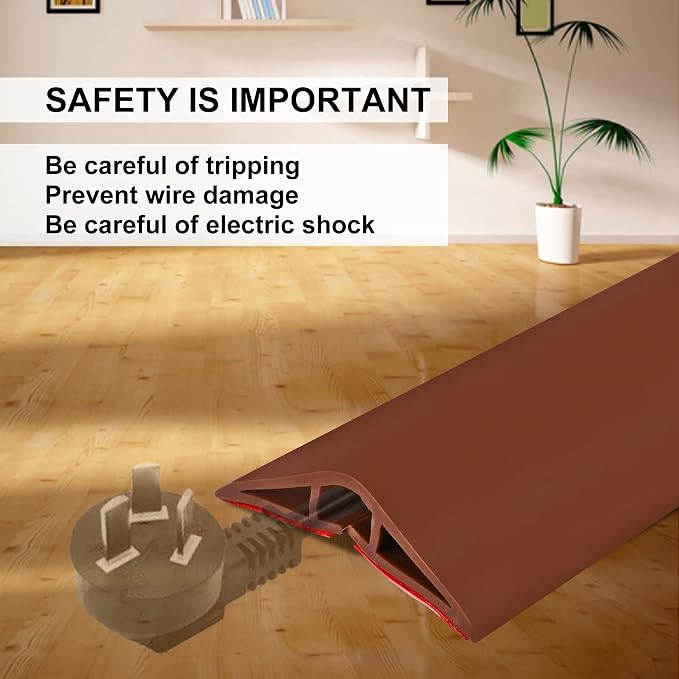 10Ft Floor Cord Cover Brown Silicone Cable Protector Easy to Install Wire - Image 6