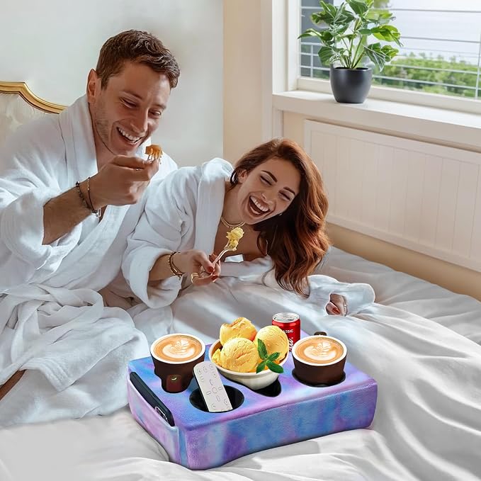 Couch Cup Holder Pillow, 5 Hole Couch Drink Holder! Keep Drinks Hand Side and - Image 4