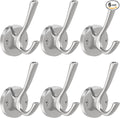 Brushed Nickel Wall Hooks, 6 Pack Coat Robe Hook Heavy Duty Metal Double Bath by TOFIIGREM