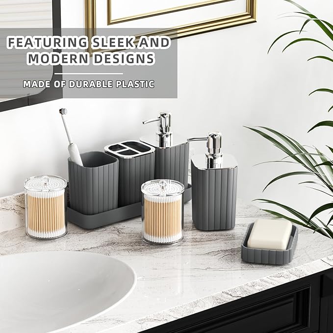 Bathroom Accessories Set- 25PC Grey Bathroom Set, Bathroom Set - Image 4